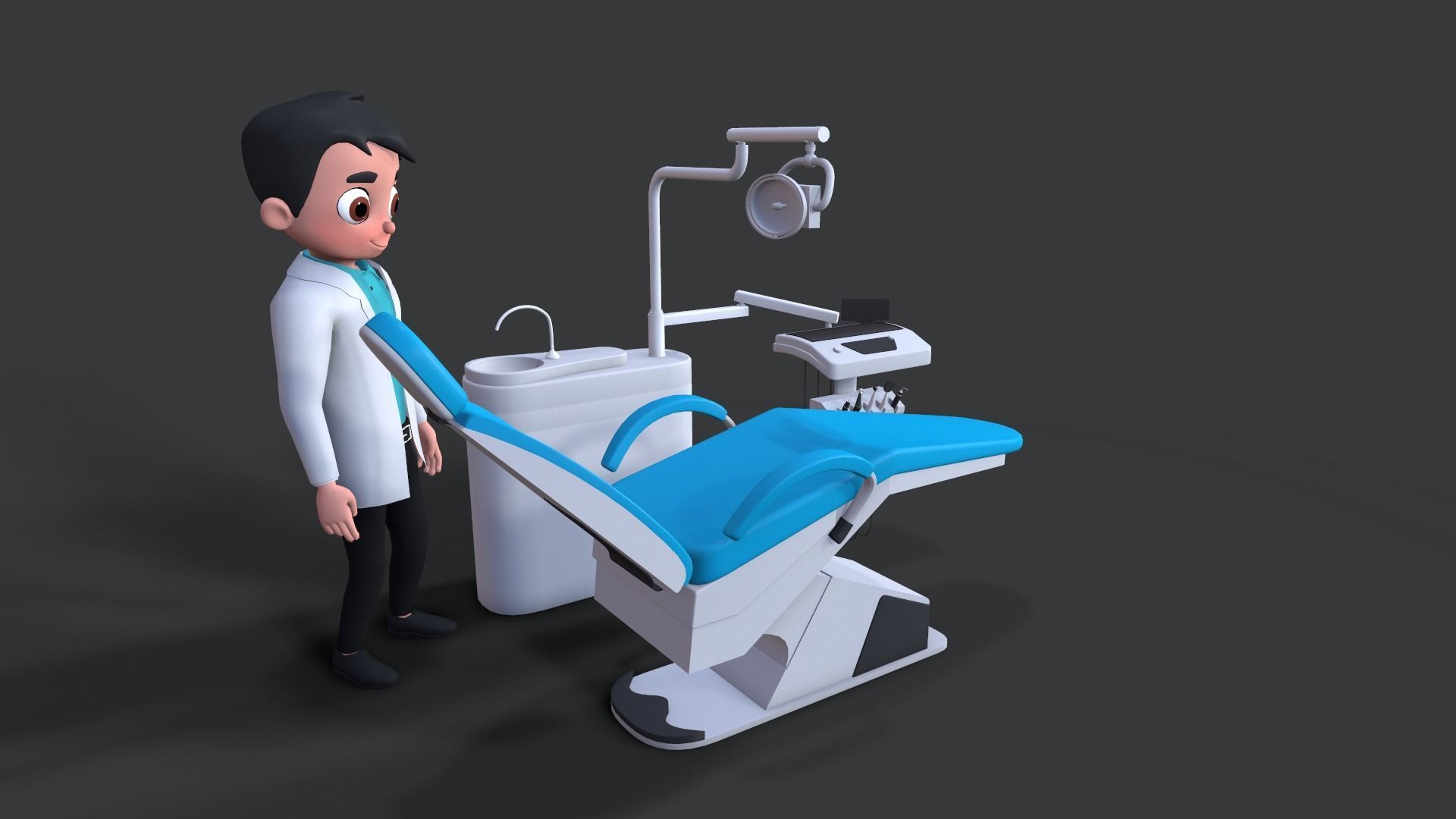 Low Poly Community Helper Dentist - Male 3D model_6