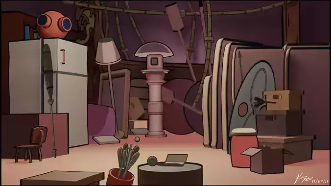 Stylised Room  Low-poly 3D model