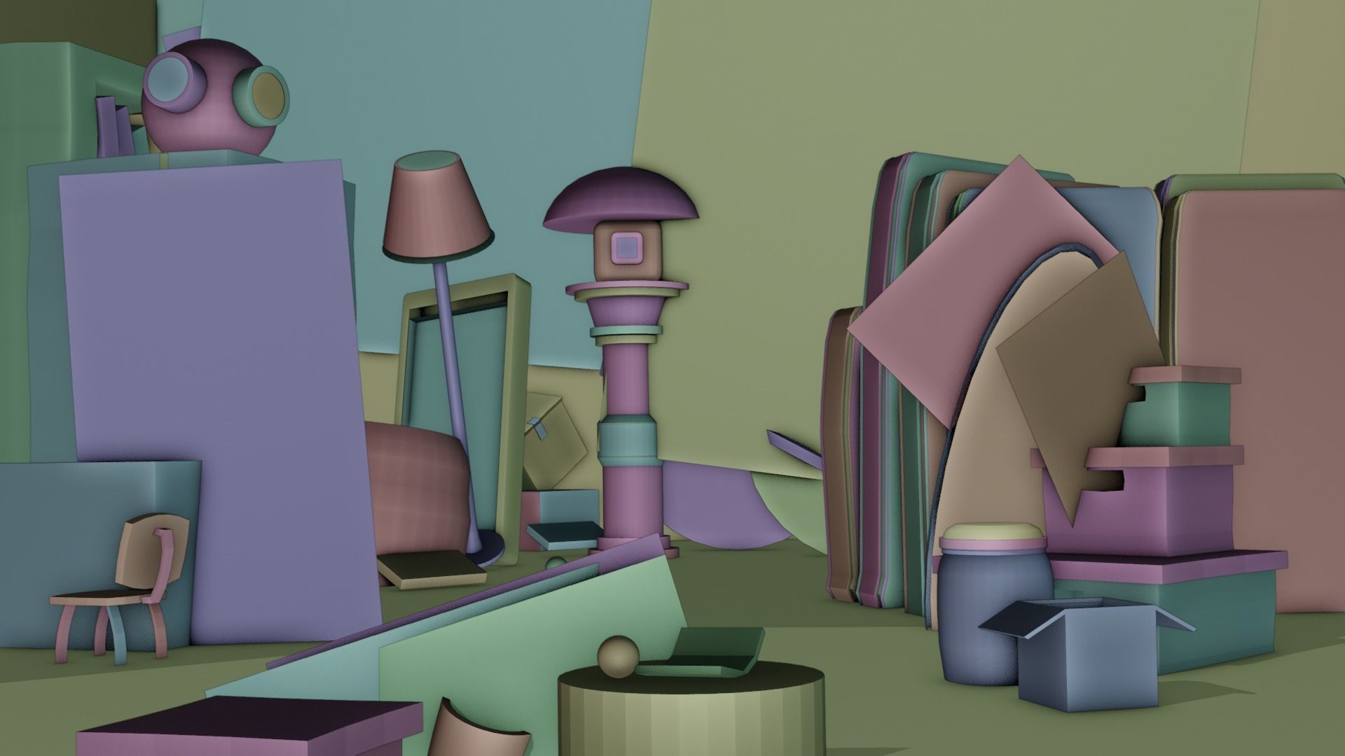 Stylised Room  Low-poly 3D model_4