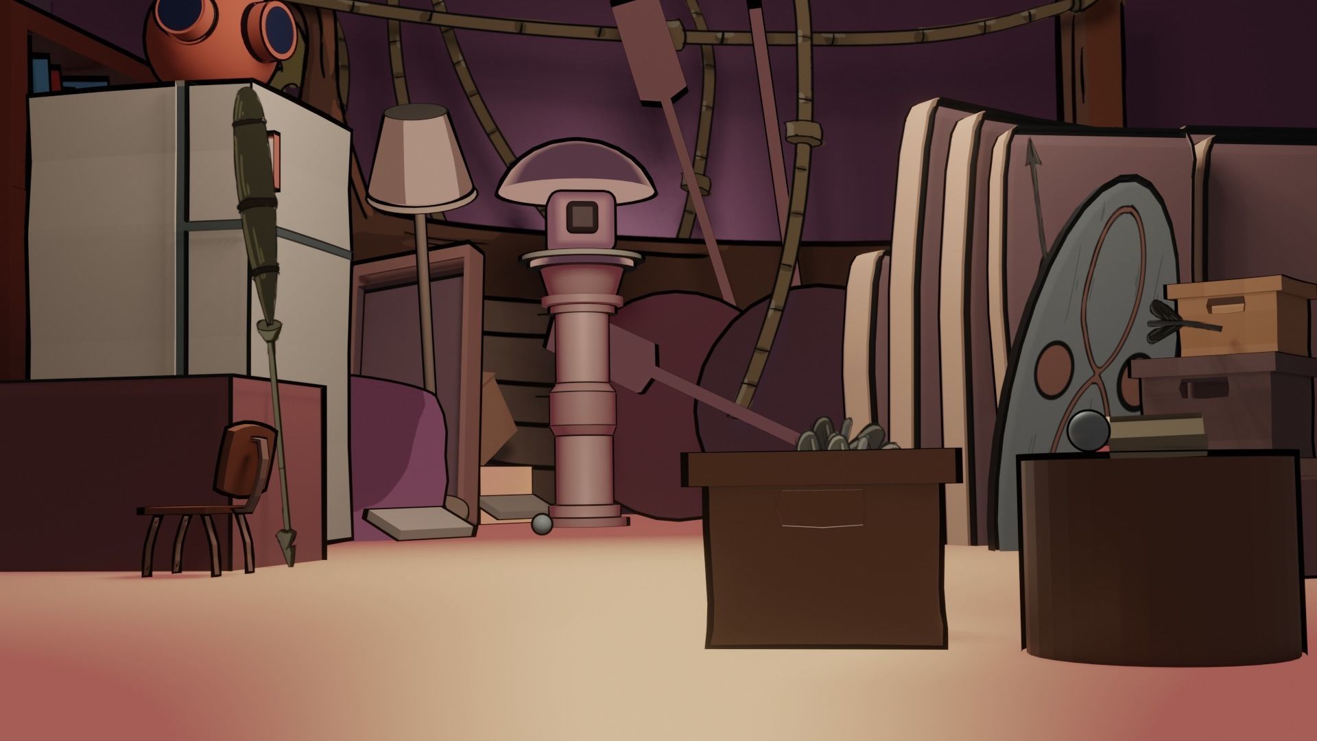 Stylised Room  Low-poly 3D model_1