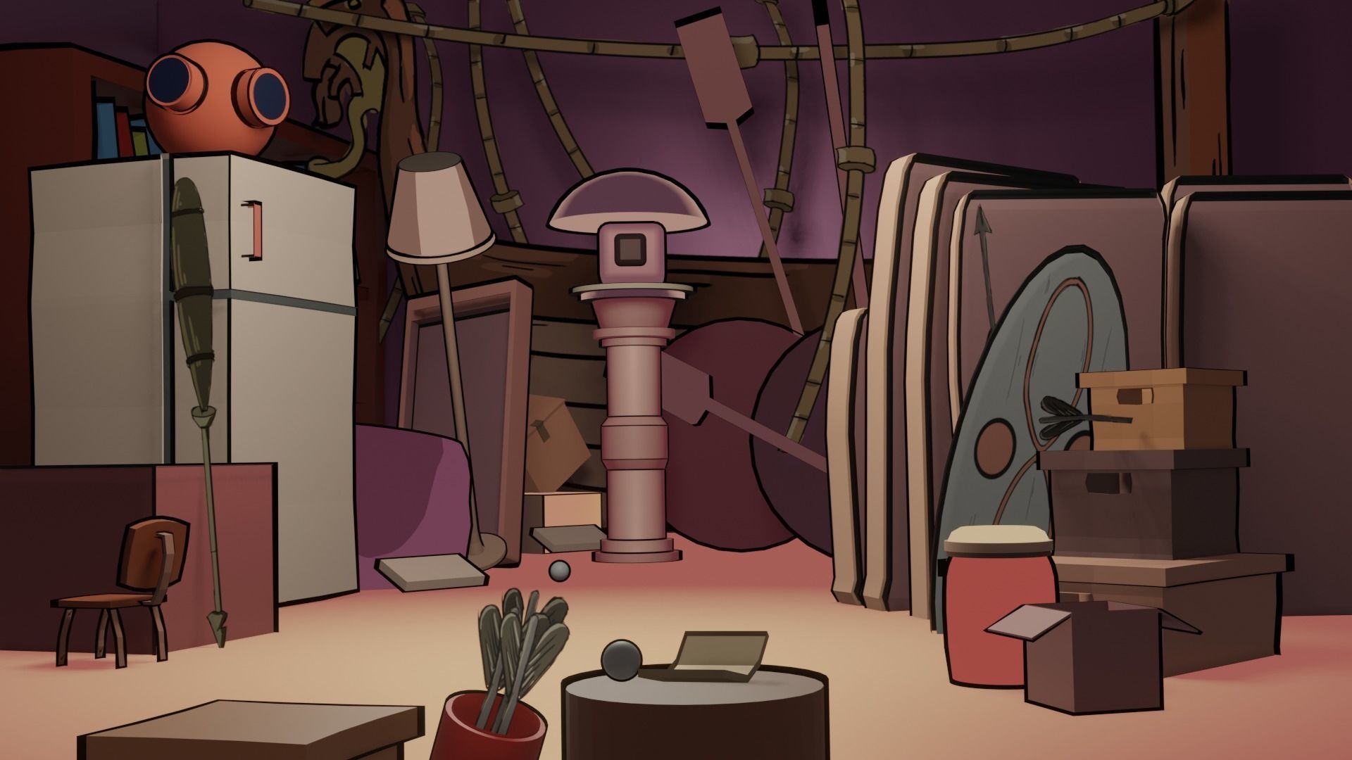 Stylised Room  Low-poly 3D model_2