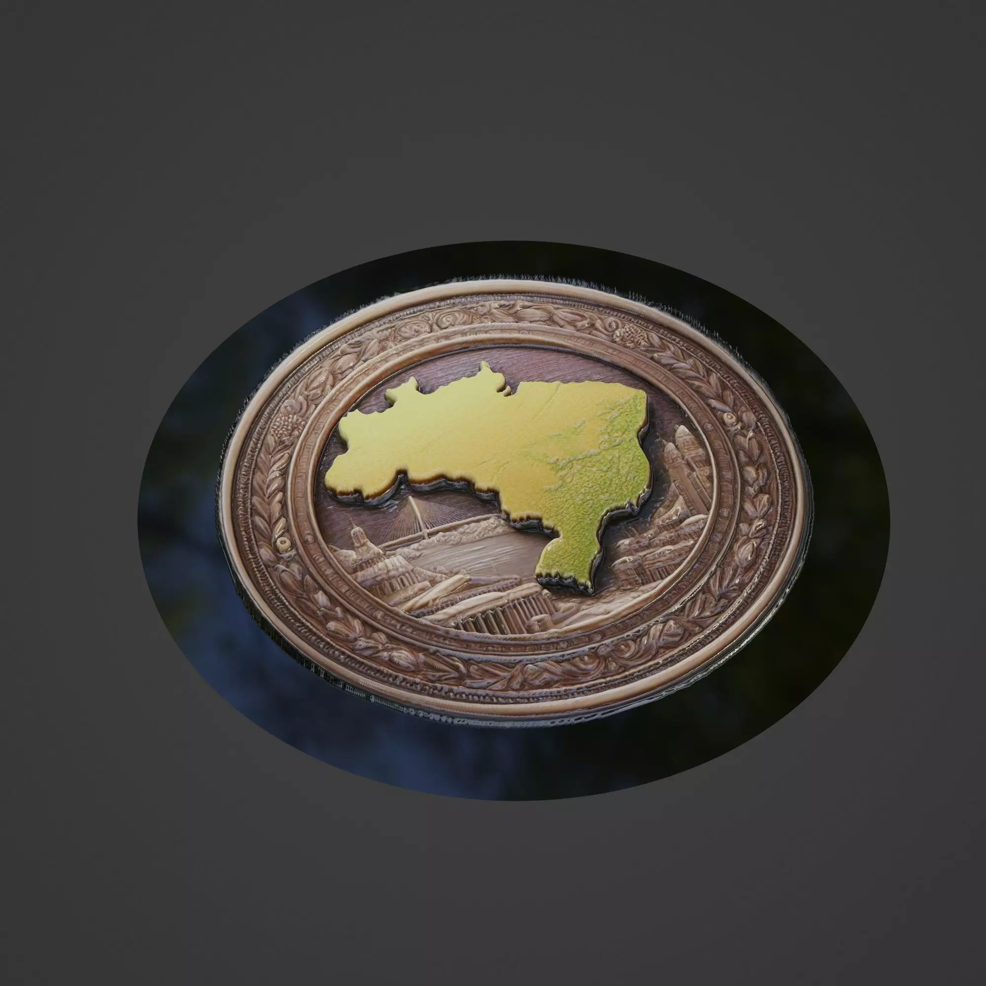 Brazil Country Medallion 3D print model_0