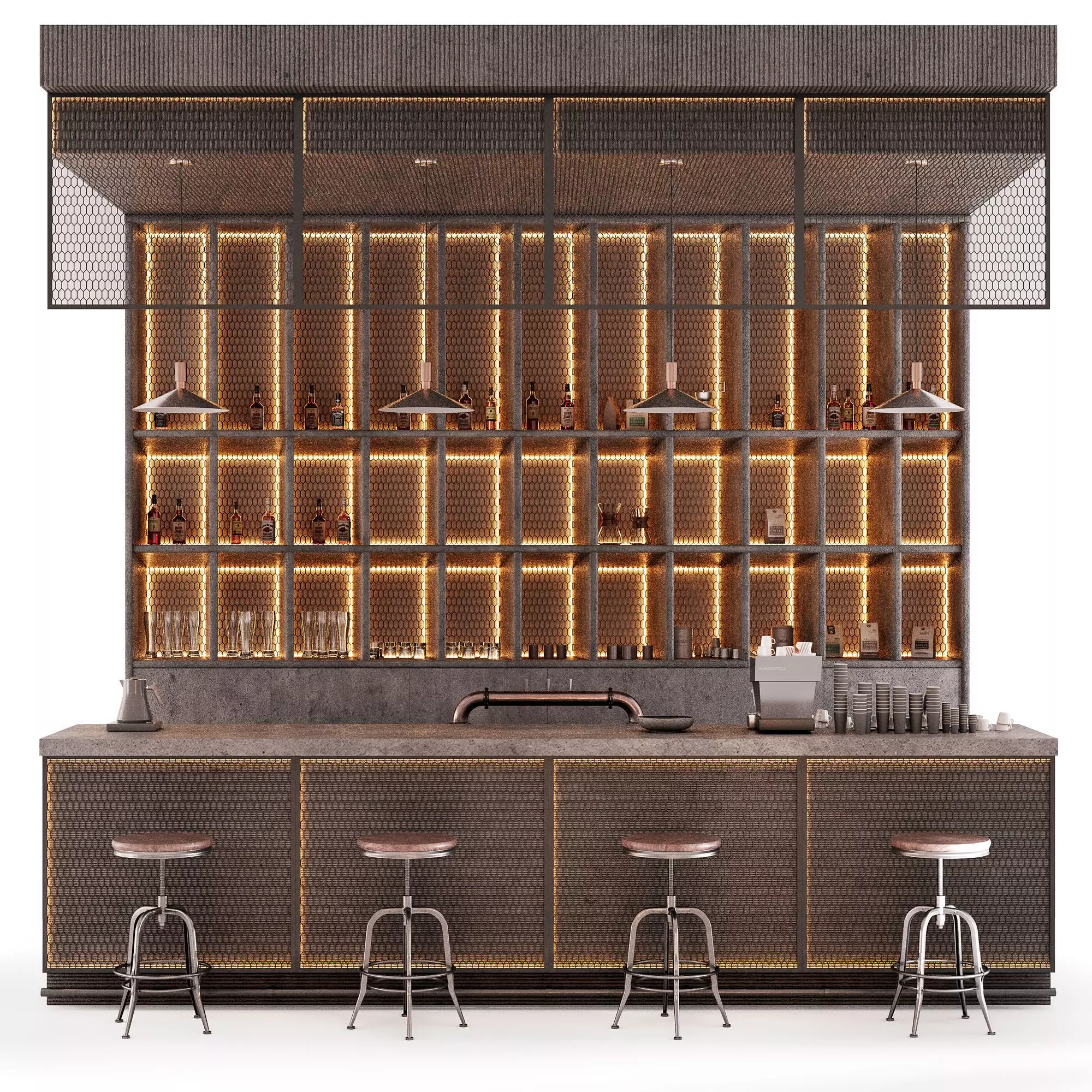 Industrial Bar Counter 3D model