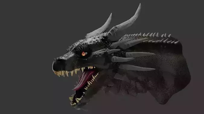 High Poly Dragon Head Sculpt for 3D Printing
