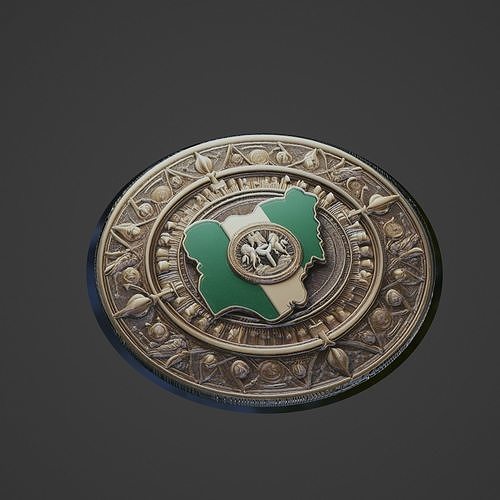 Nigeria Country Medallion Low-poly 3D print model
