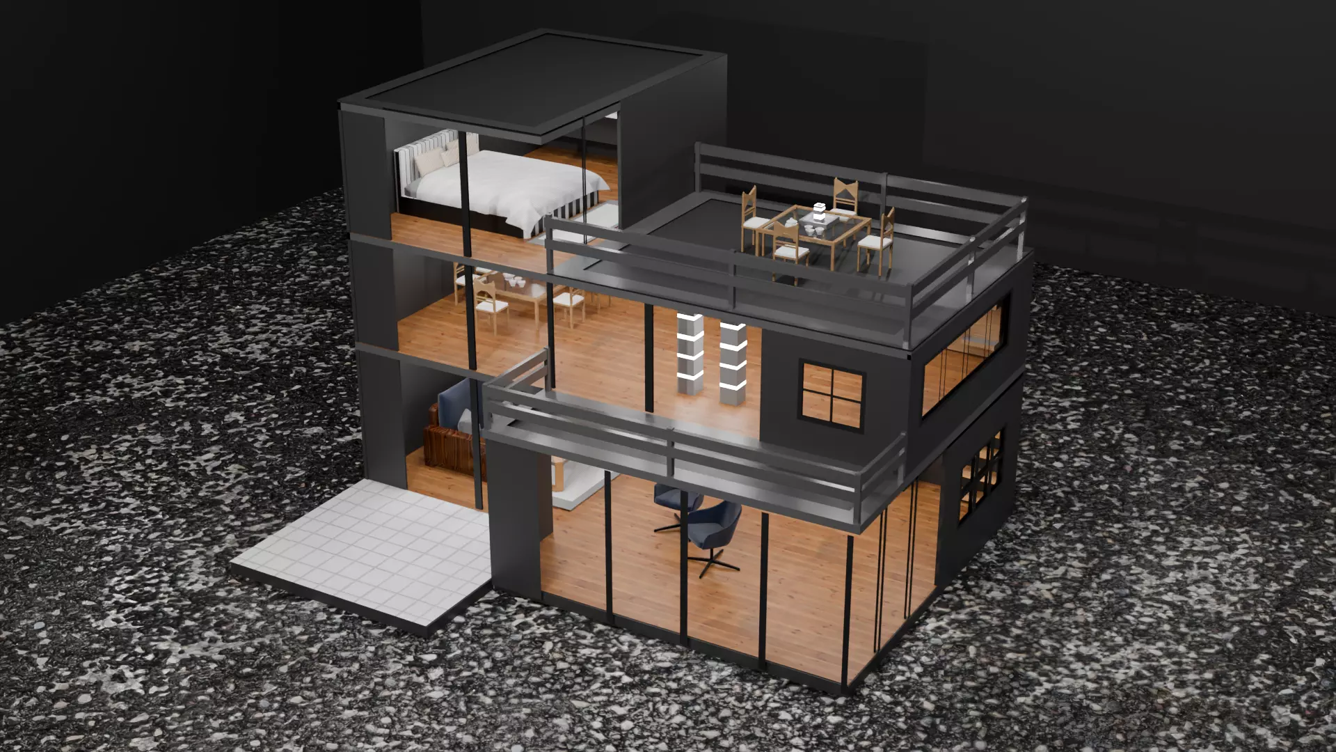 GREY THEME HOUSE 3D model_0