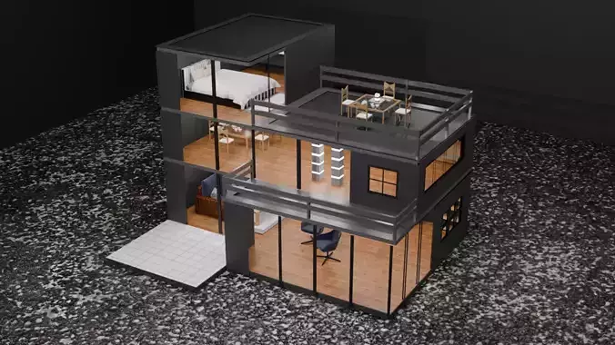 GREY THEME HOUSE 3D model