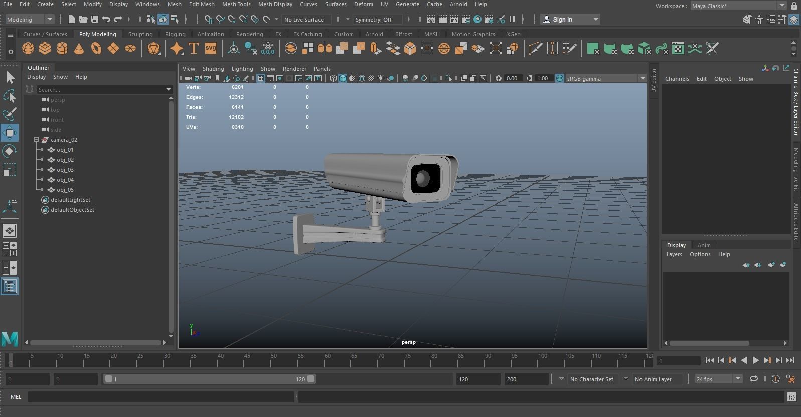 Surveillance Camera Low-poly 3D model_6