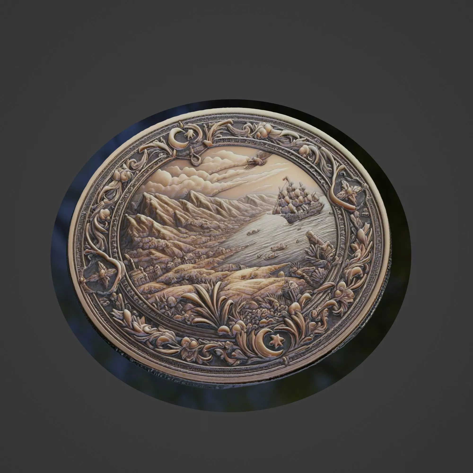Turkey Country Medallion 3D print model_0