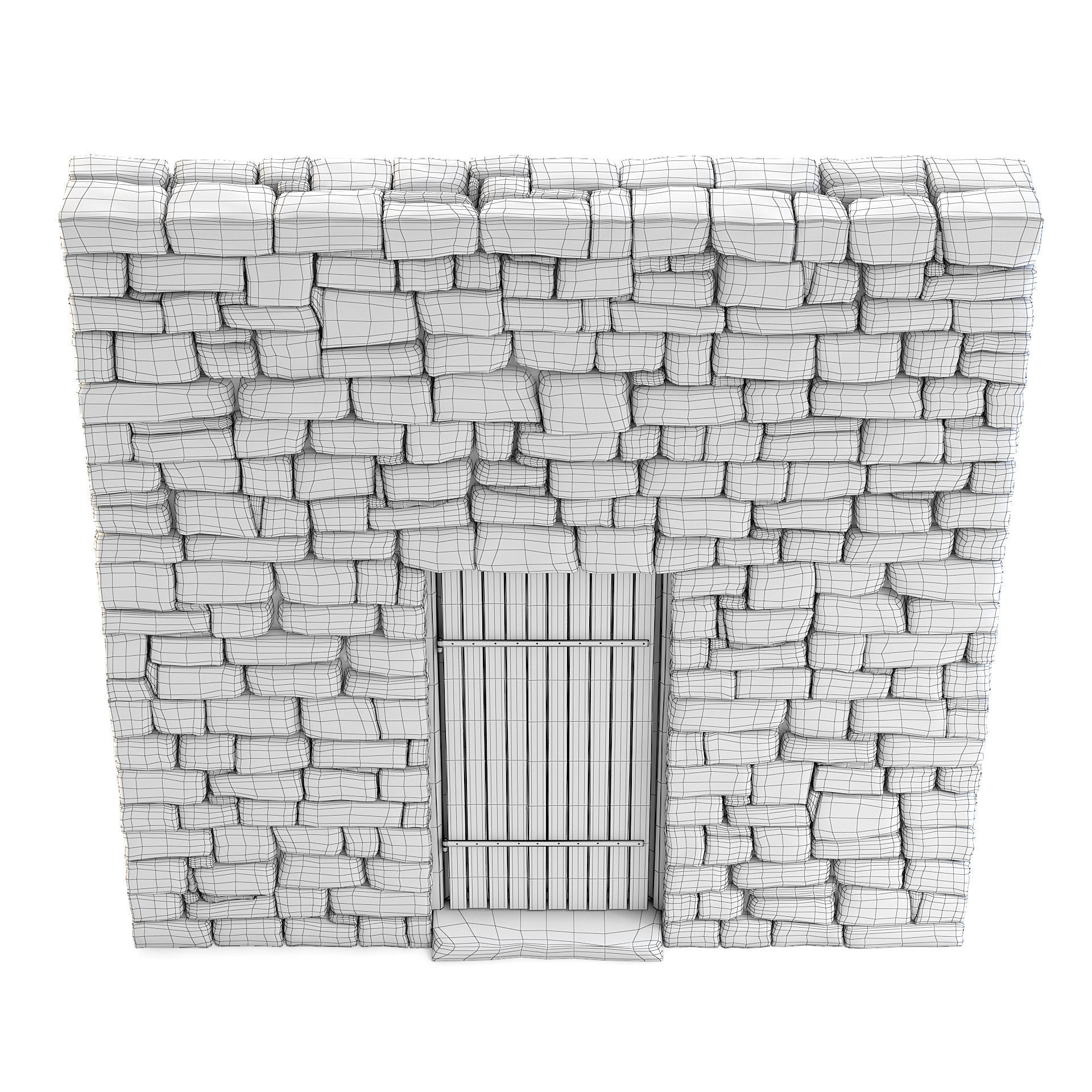 Forge Stone Wall with Door 3D model_5