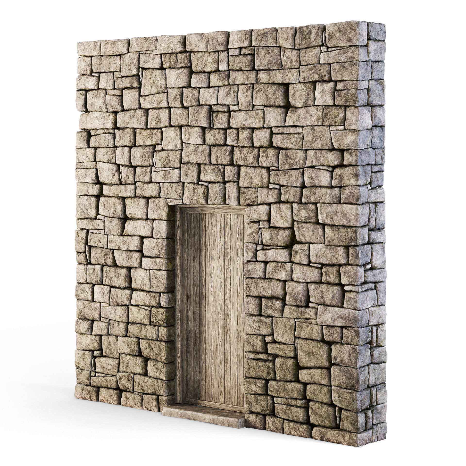 Forge Stone Wall with Door 3D model_2