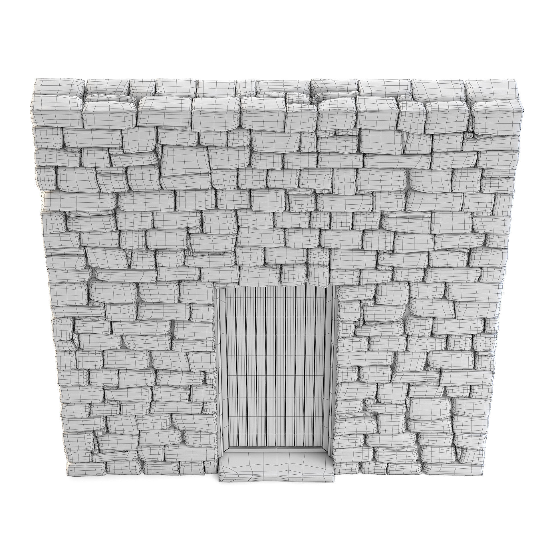 Forge Stone Wall with Door 3D model_6