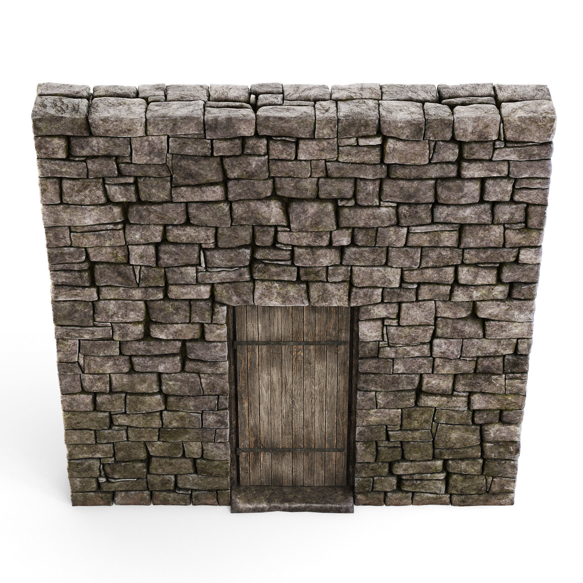 Forge Stone Wall with Door 3D model_4
