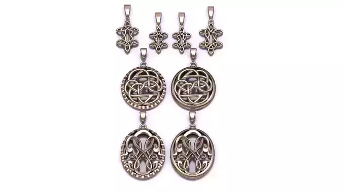 8 Models Celtic Knot Pendant Plain Necklace Models 3DM STL  3D Model Collection