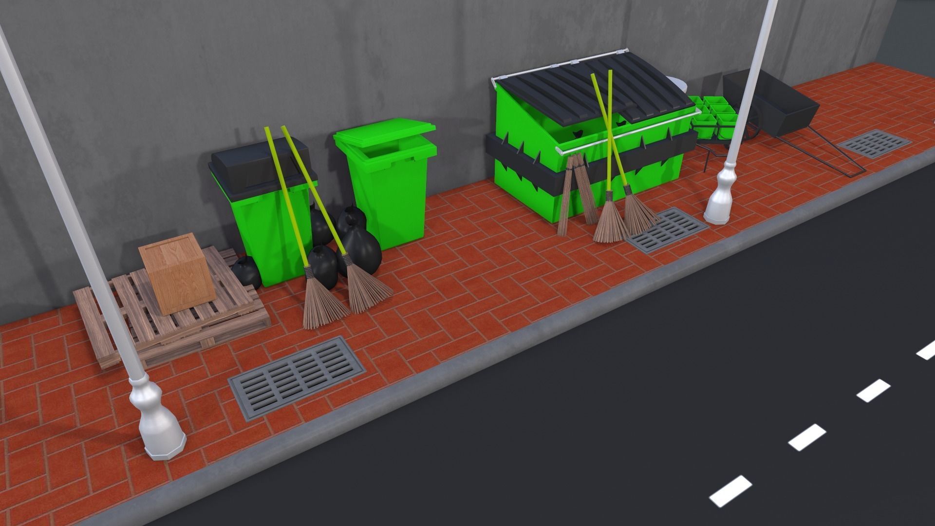 Low Poly Community Helper Sweeper - Male 3D model_7