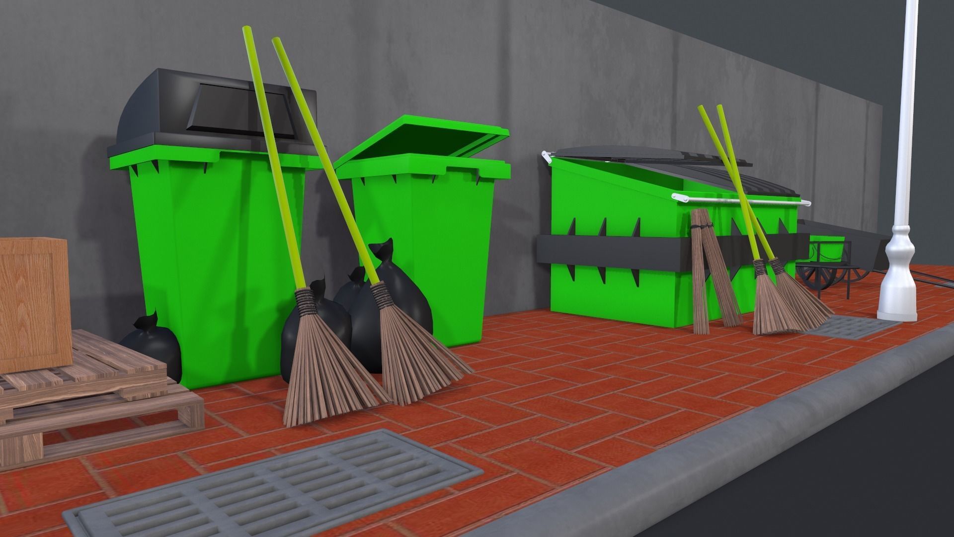 Low Poly Community Helper Sweeper - Male 3D model_9