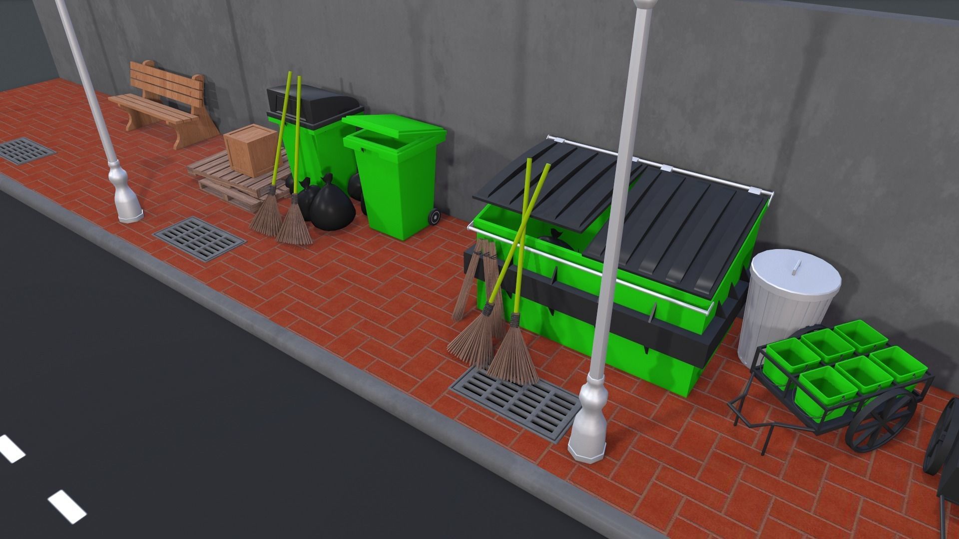 Low Poly Community Helper Sweeper - Male 3D model_8