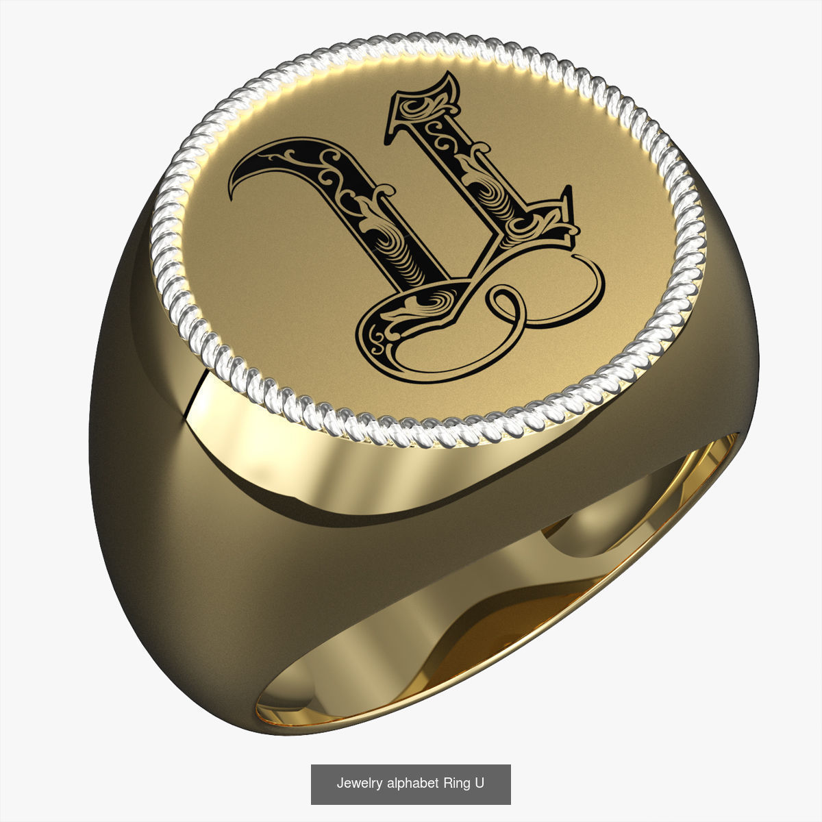 Alphabet Jewelry Enamel Rings 3D Model Collection_25