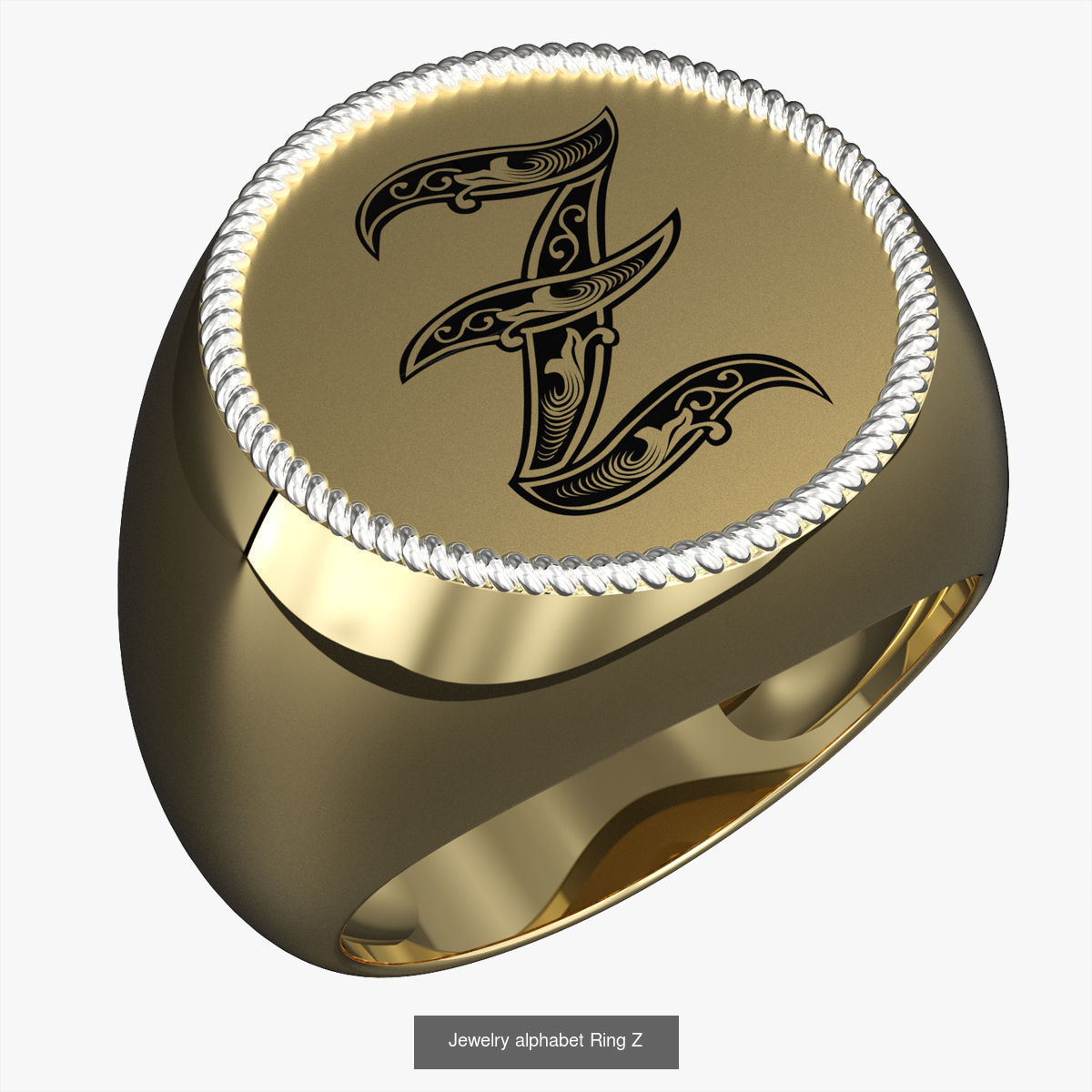 Alphabet Jewelry Enamel Rings 3D Model Collection_30
