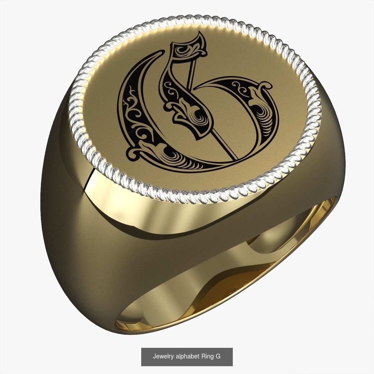 Alphabet Jewelry Enamel Rings 3D Model Collection_11