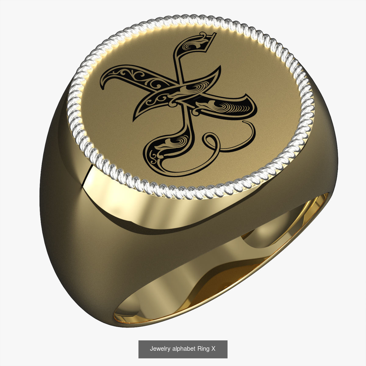 Alphabet Jewelry Enamel Rings 3D Model Collection_28