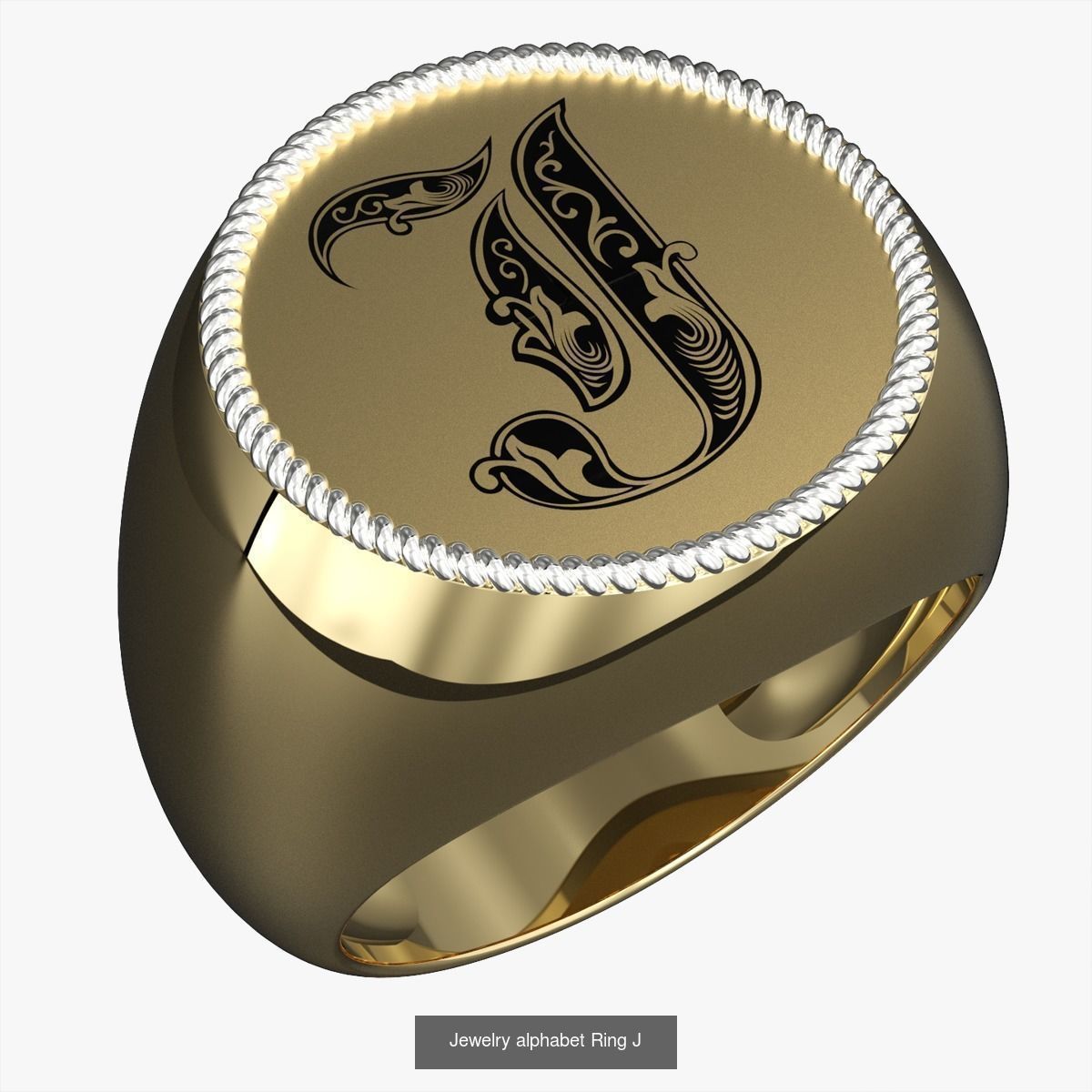 Alphabet Jewelry Enamel Rings 3D Model Collection_14