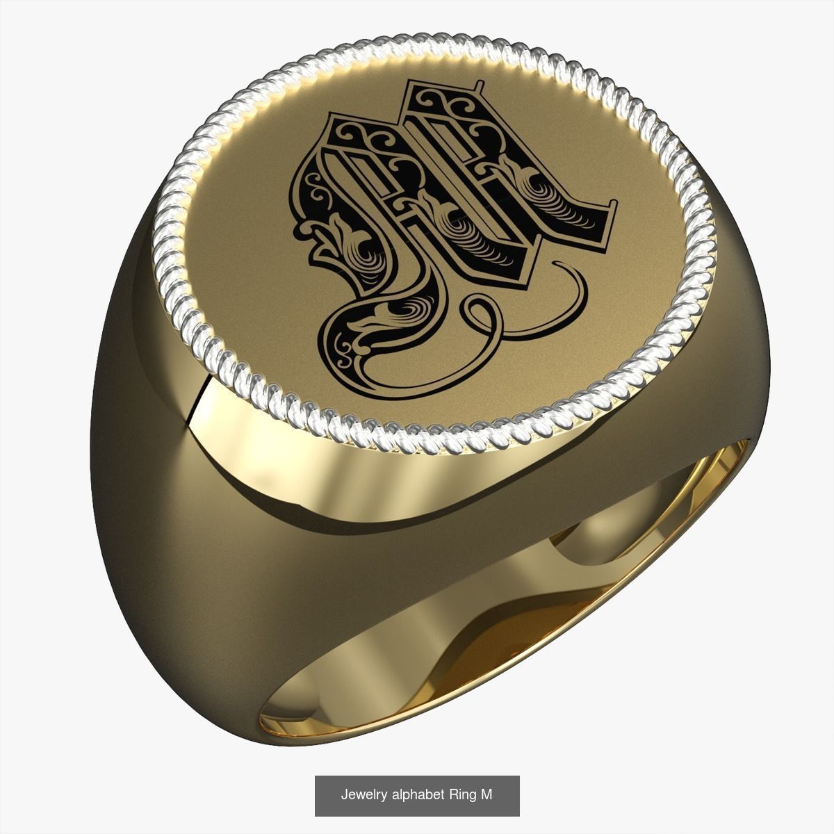 Alphabet Jewelry Enamel Rings 3D Model Collection_17