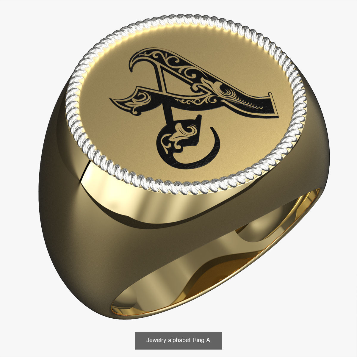 Alphabet Jewelry Enamel Rings 3D Model Collection_5