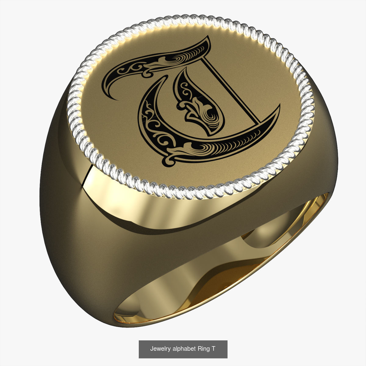 Alphabet Jewelry Enamel Rings 3D Model Collection_24