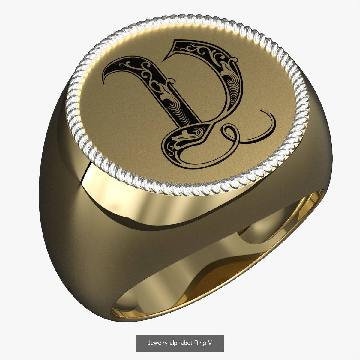 Alphabet Jewelry Enamel Rings 3D Model Collection_26