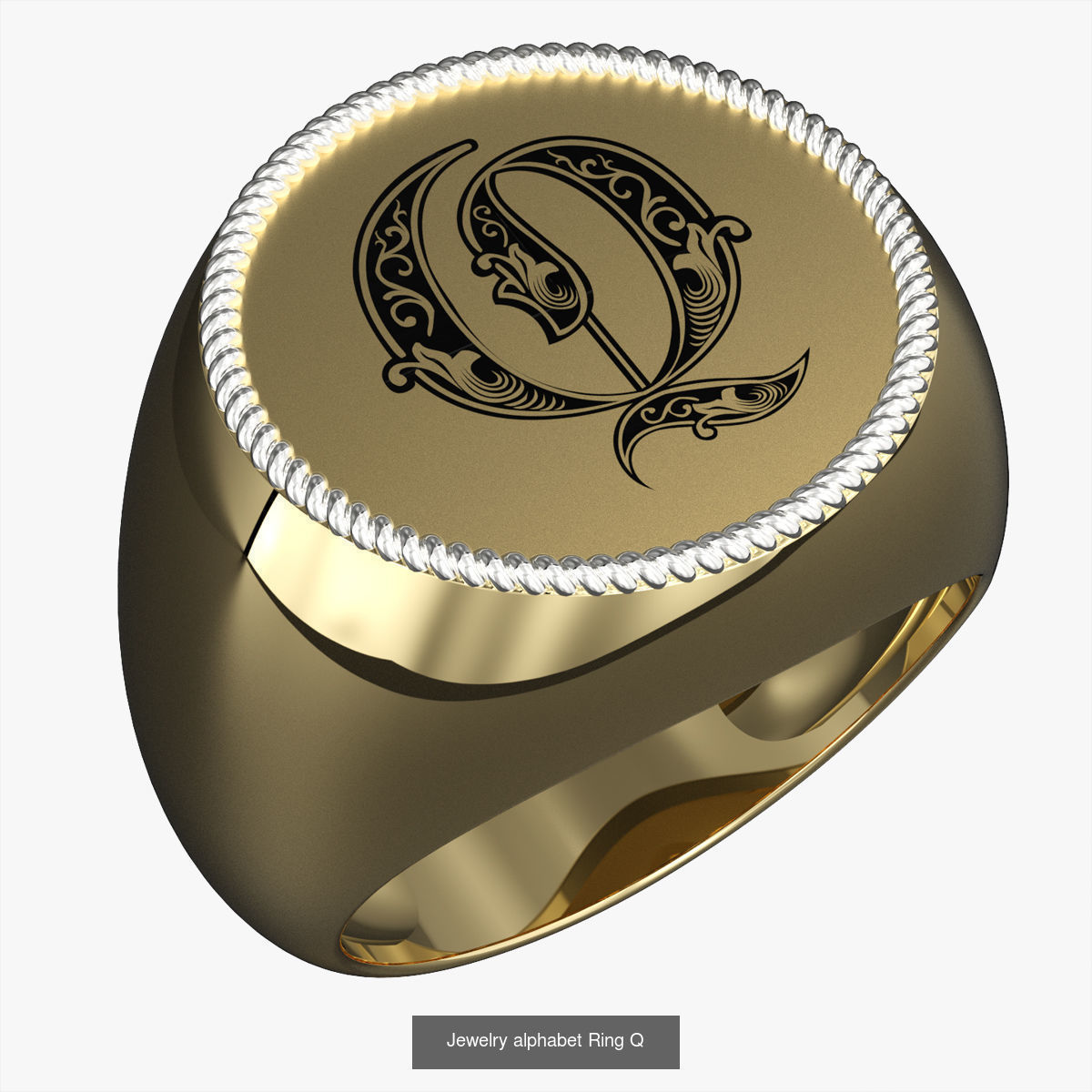 Alphabet Jewelry Enamel Rings 3D Model Collection_21