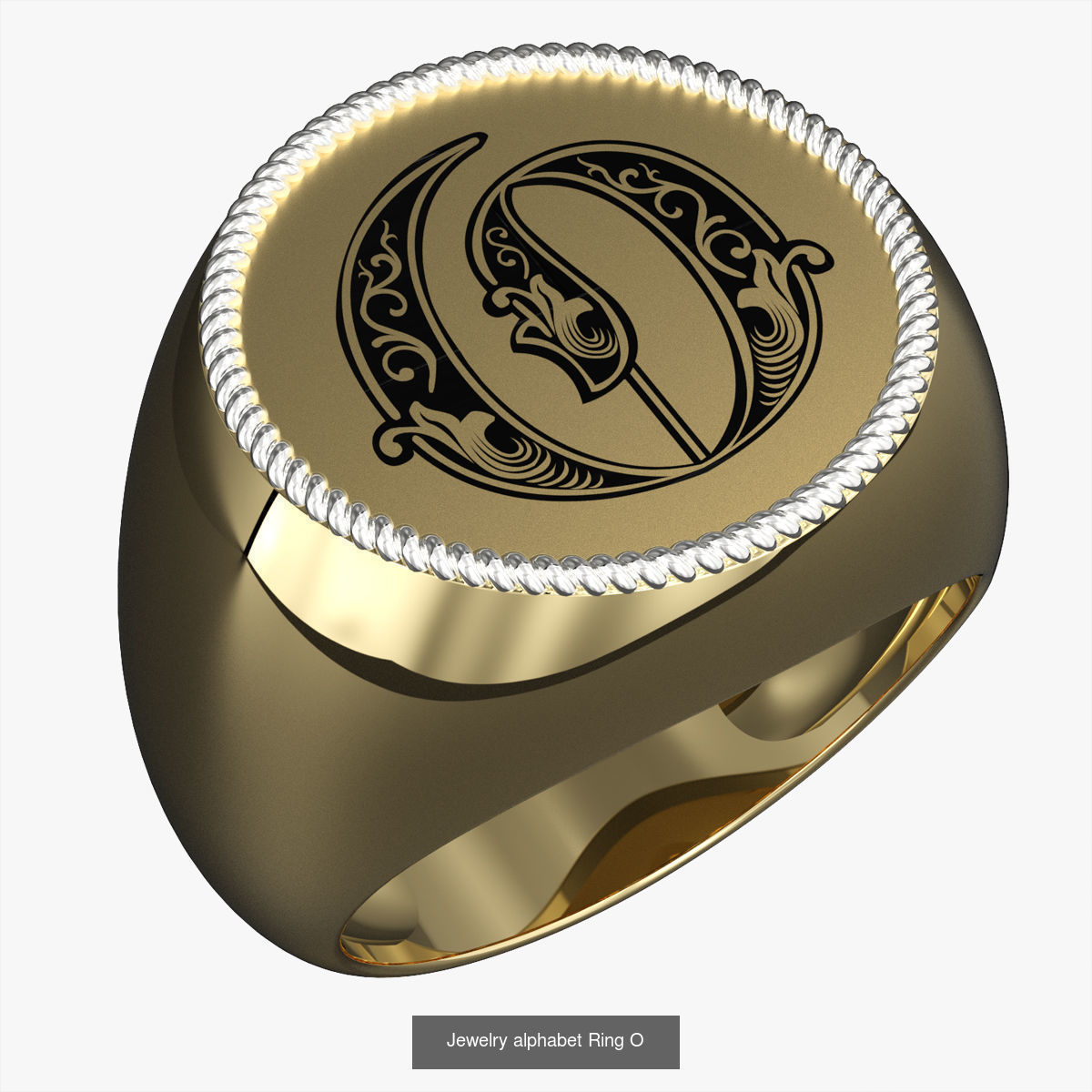 Alphabet Jewelry Enamel Rings 3D Model Collection_19