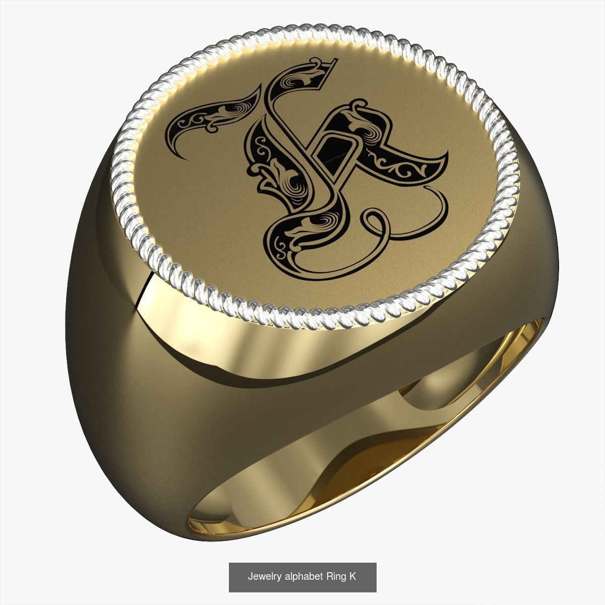 Alphabet Jewelry Enamel Rings 3D Model Collection_15