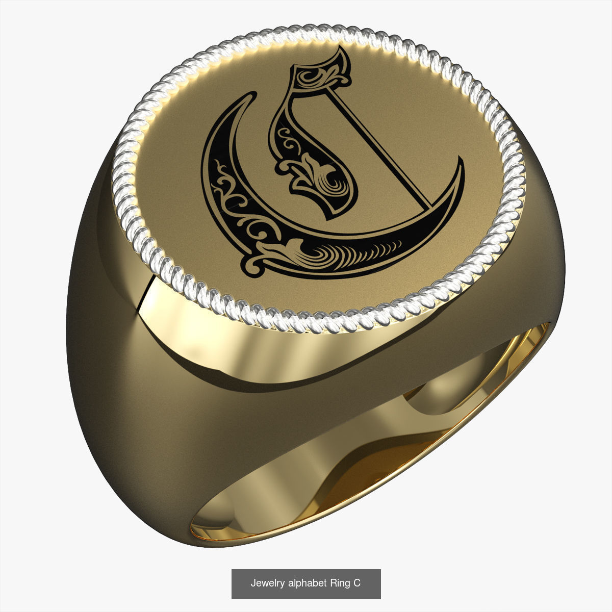 Alphabet Jewelry Enamel Rings 3D Model Collection_7