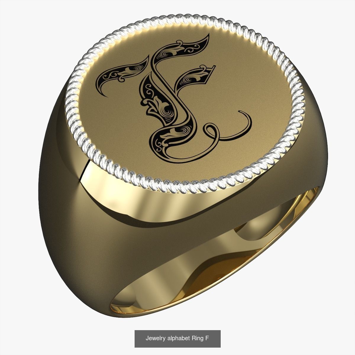 Alphabet Jewelry Enamel Rings 3D Model Collection_10