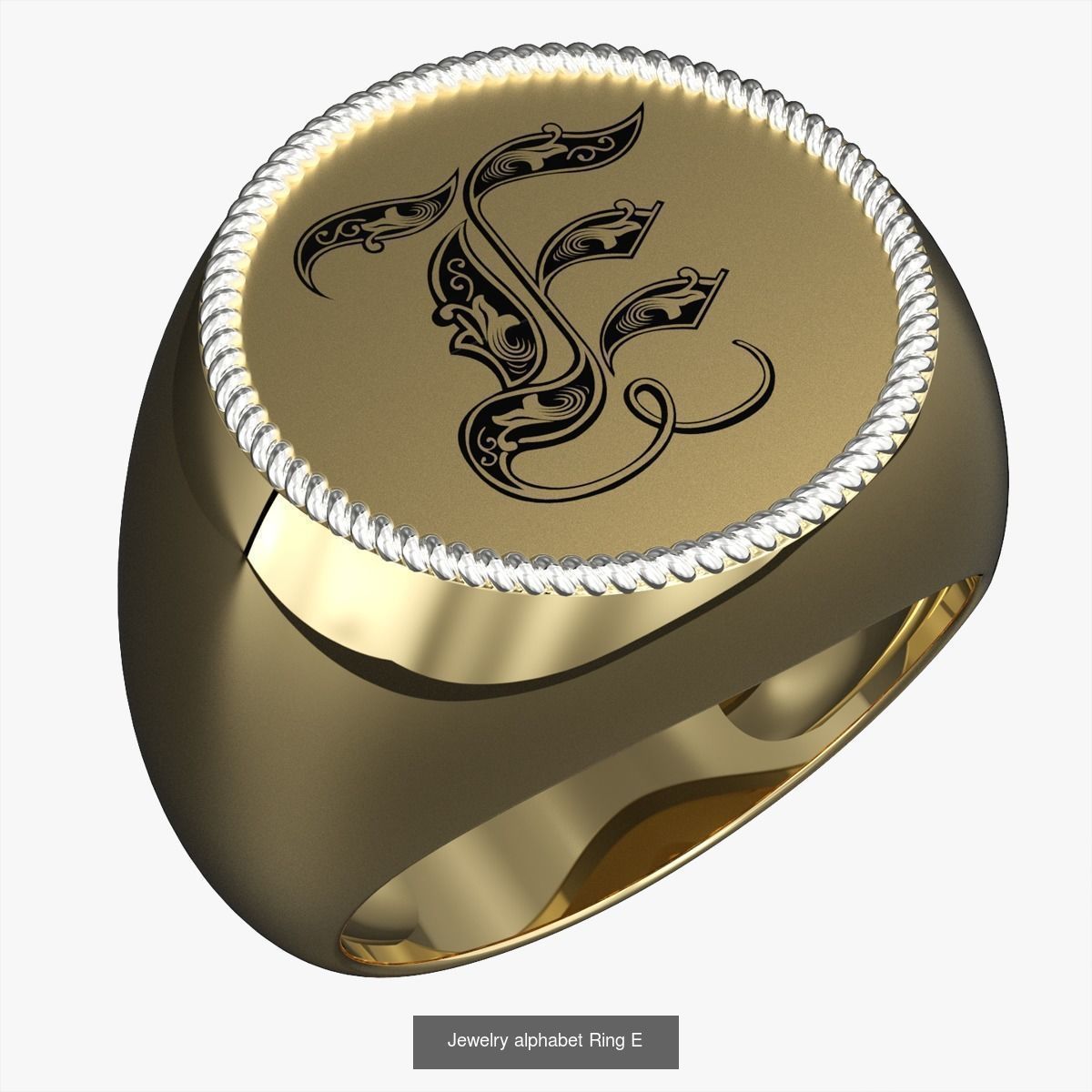 Alphabet Jewelry Enamel Rings 3D Model Collection_8