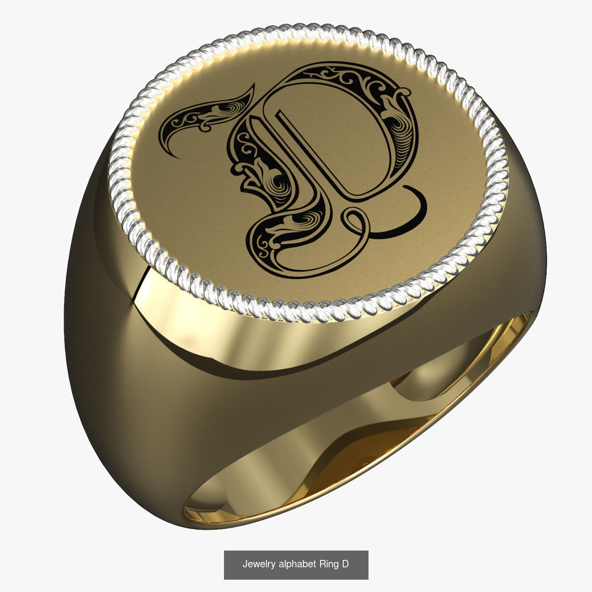 Alphabet Jewelry Enamel Rings 3D Model Collection_9