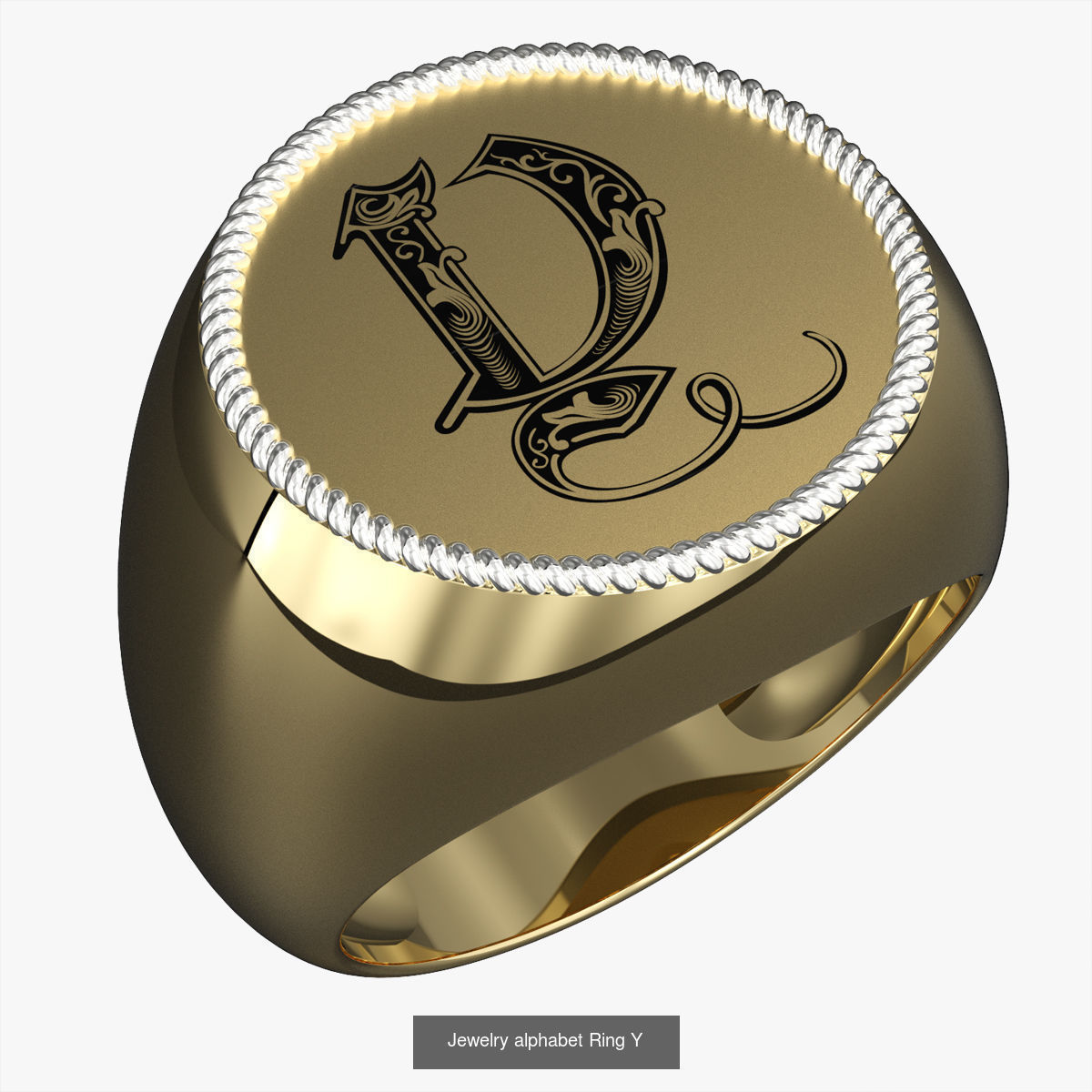 Alphabet Jewelry Enamel Rings 3D Model Collection_29