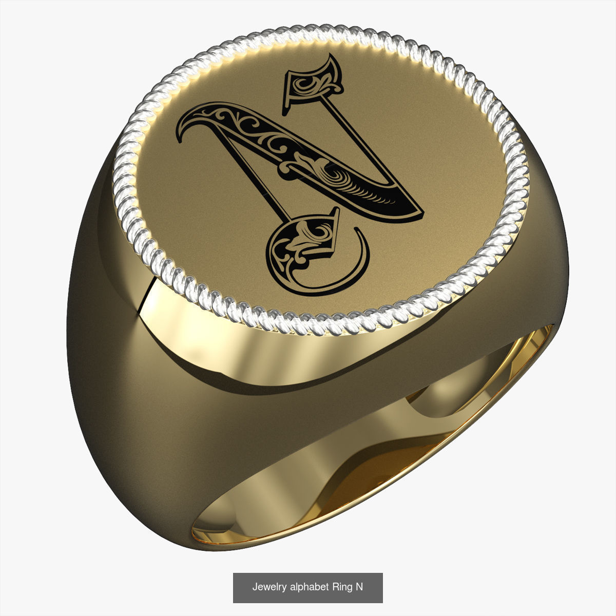 Alphabet Jewelry Enamel Rings 3D Model Collection_18