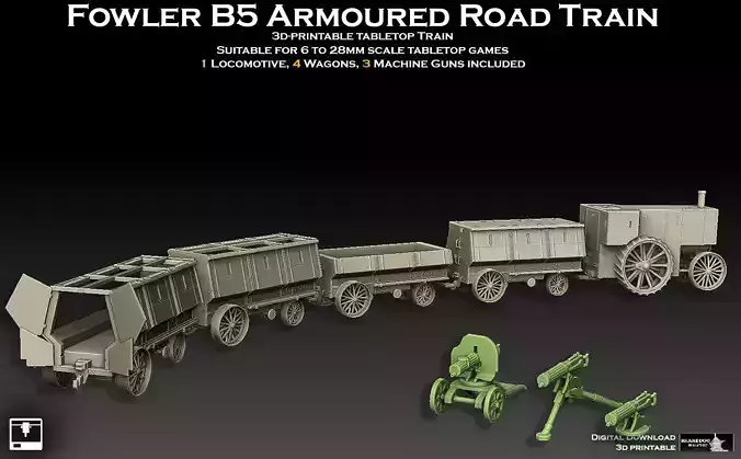 Fowler B5 Armoured Road Train 3D print model