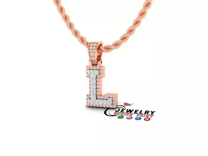 Custom Initial L Letter Diamond Pendant A to Z Alphabet Necklace