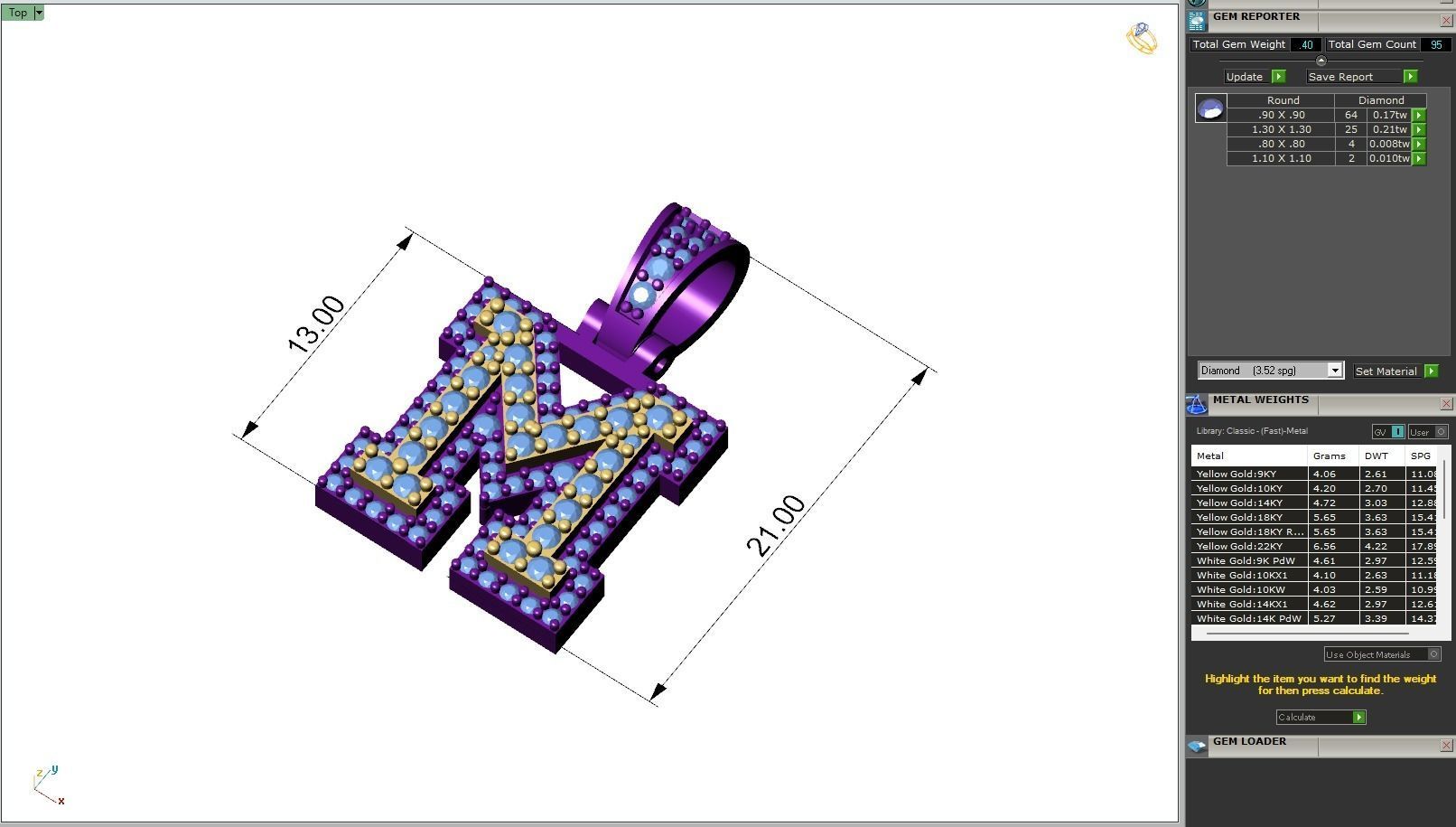 Custom Initial M Letter Diamond Pendant A to Z Alphabet Necklace 3D print model_6