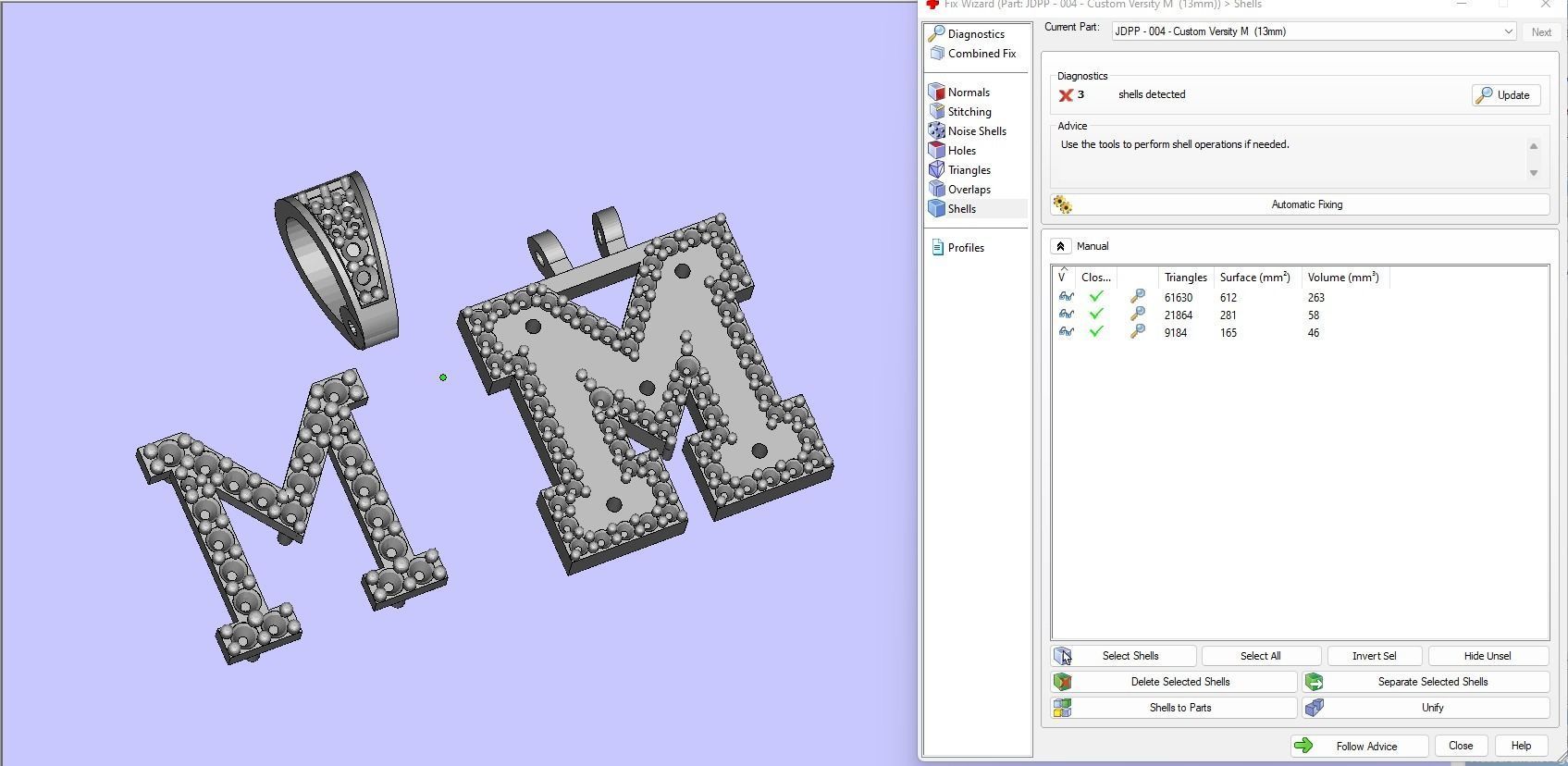 Custom Initial M Letter Diamond Pendant A to Z Alphabet Necklace 3D print model_16