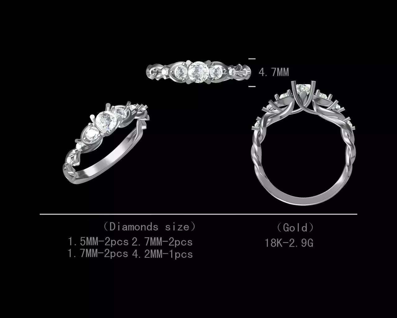 Simple design engagement diamond ring for women 3D model Free 3D print model