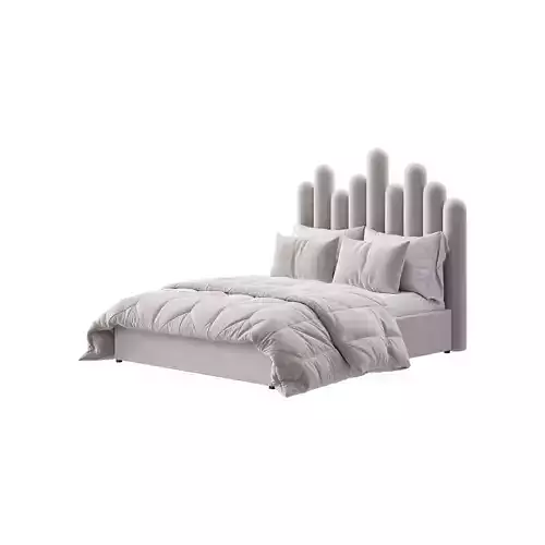 Light Wood Upholstered Panel Modern Bed