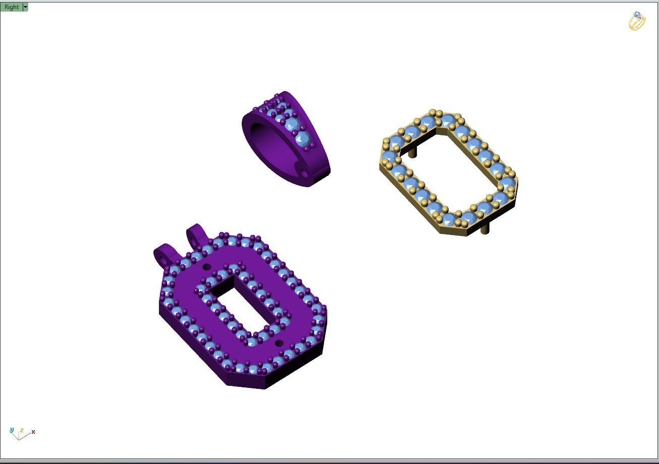 Custom Initial O Letter Diamond Pendant A to Z Alphabet Necklace 3D print model_10