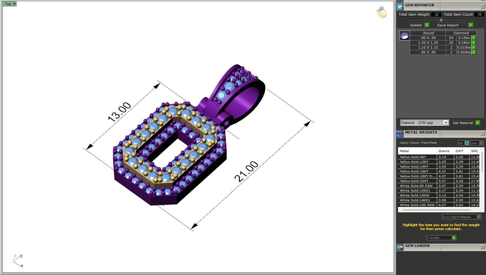 Custom Initial O Letter Diamond Pendant A to Z Alphabet Necklace 3D print model_6