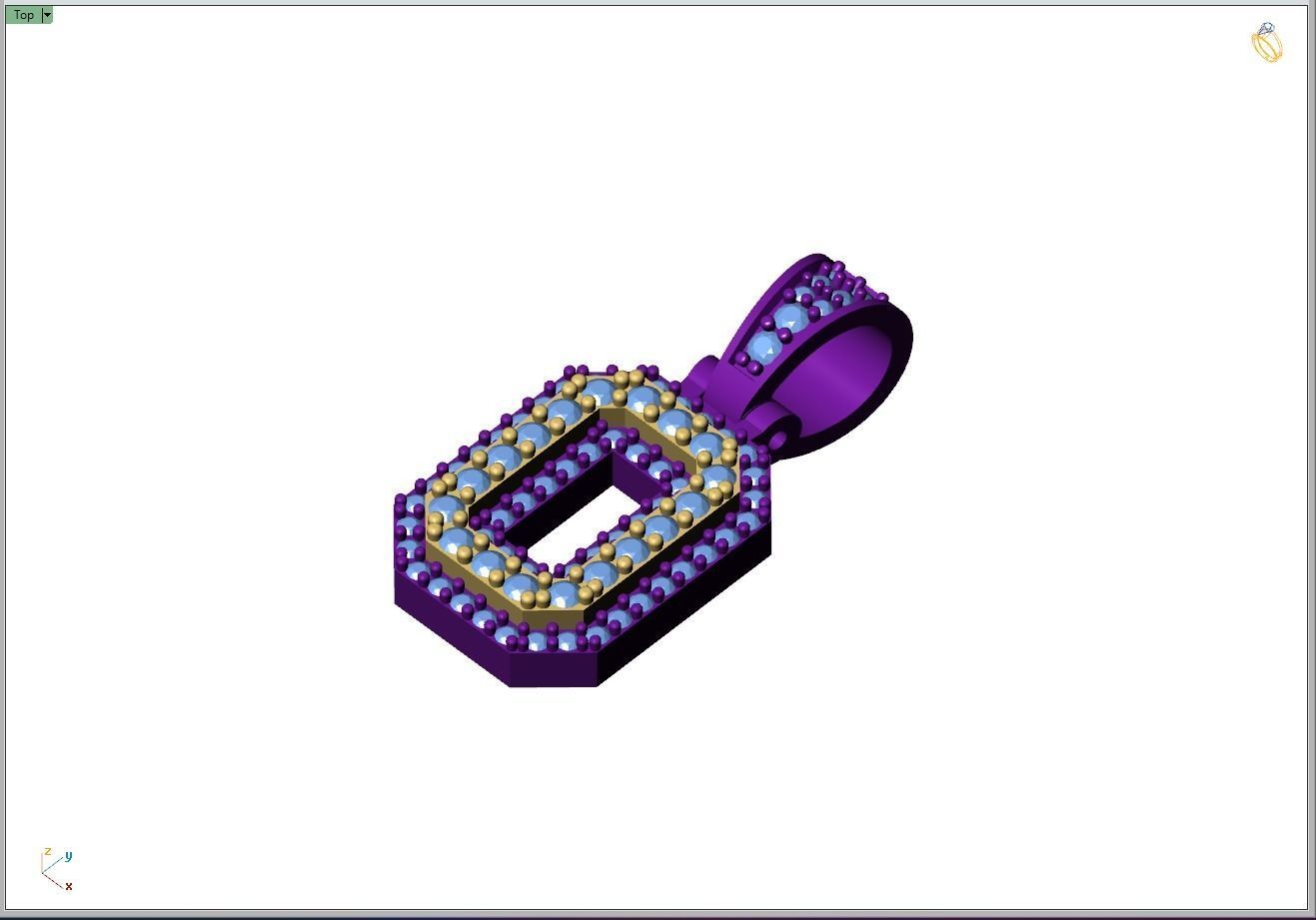 Custom Initial O Letter Diamond Pendant A to Z Alphabet Necklace 3D print model_8