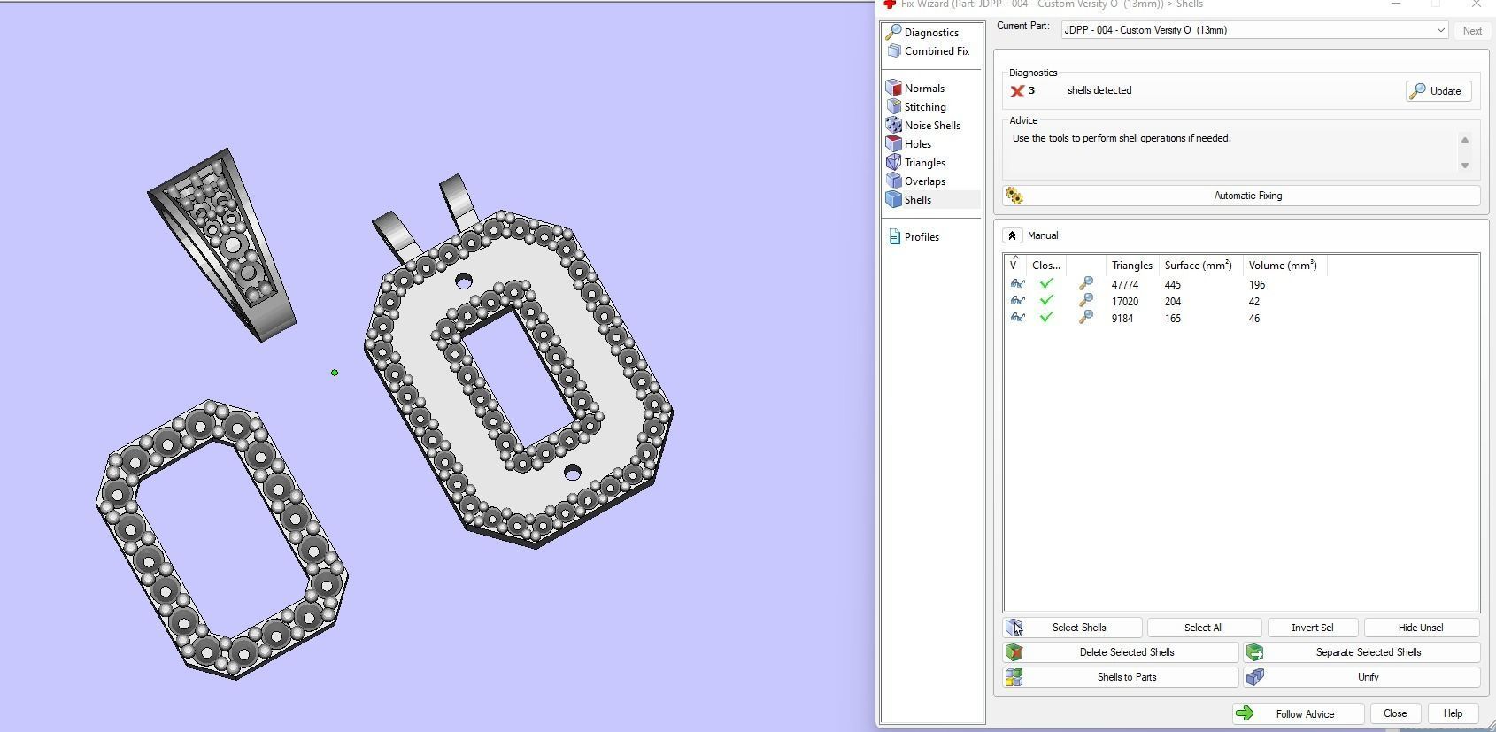 Custom Initial O Letter Diamond Pendant A to Z Alphabet Necklace 3D print model_16
