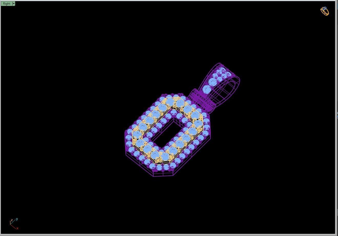 Custom Initial O Letter Diamond Pendant A to Z Alphabet Necklace 3D print model_12